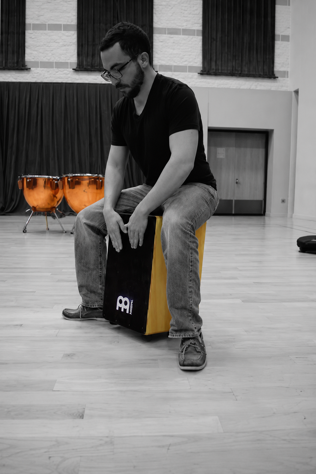 Ben Goldman teaching percussion